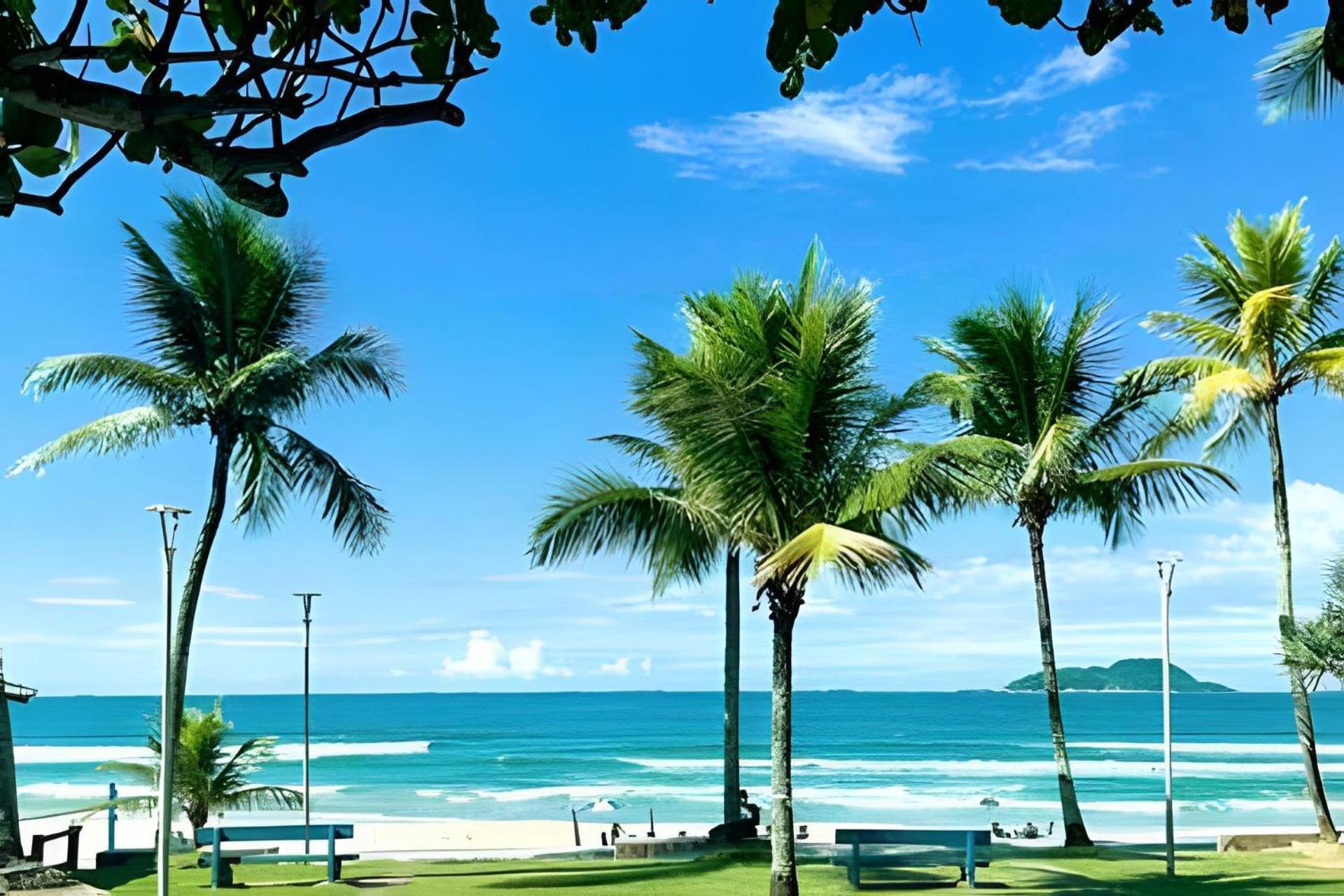 25C - Pe Na Areia Da Praia Do Tombo + Roupas De Cama + Vivo Fibra Guarujá Exterior foto